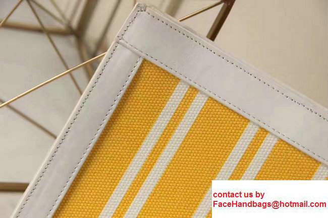 Balenciaga Navy Striped Canvas Summer Clutch Bag with Strap Yellow 2017 - Click Image to Close