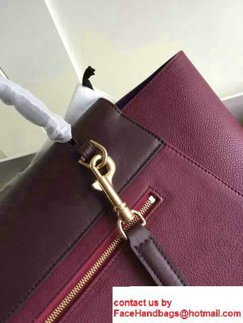 Celine Belt Tote Small Bag in Clemence Leather Burgundy - Click Image to Close