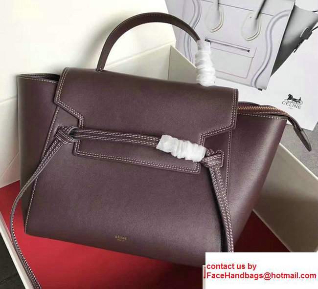 Celine Belt Tote Small Bag in Epsom Leather Quilt Burgundy