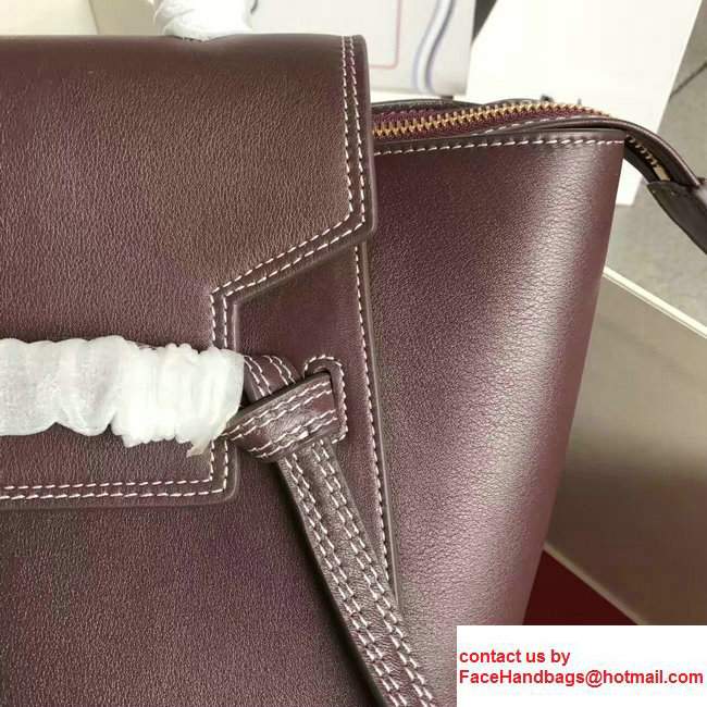 Celine Belt Tote Small Bag in Epsom Leather Quilt Burgundy