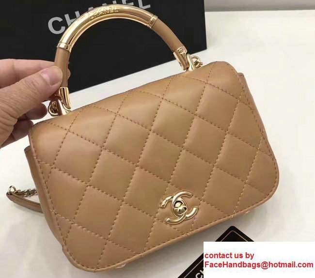 Chanel Carry Chic Small Top Handle Flap Bag A93751 Apricot 2017 - Click Image to Close