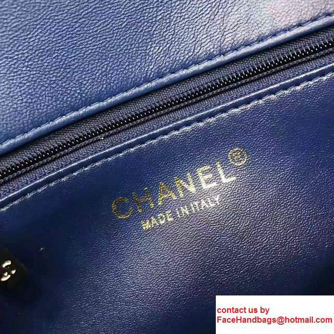 Chanel Carry Chic Small Top Handle Flap Bag A93751 Blue 2017