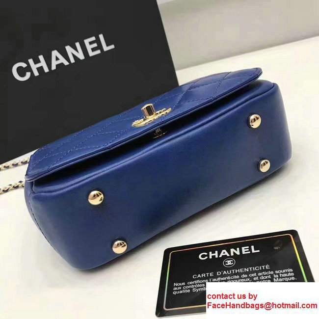 Chanel Carry Chic Small Top Handle Flap Bag A93751 Blue 2017