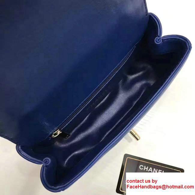 Chanel Carry Chic Small Top Handle Flap Bag A93751 Blue 2017 - Click Image to Close