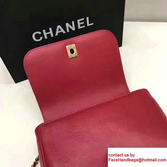 Chanel Carry Chic Small Top Handle Flap Bag A93751 Red 2017