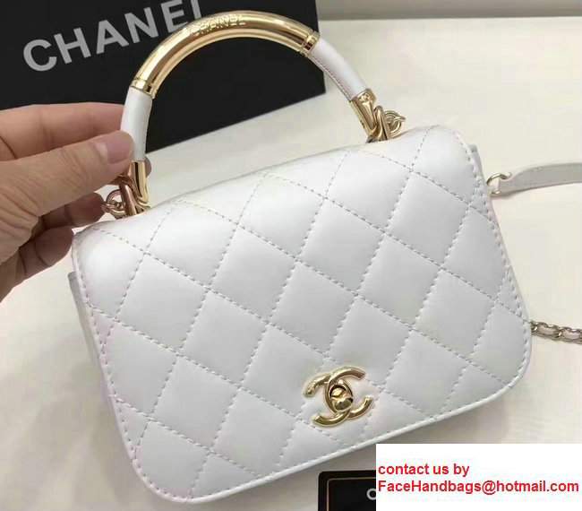Chanel Carry Chic Small Top Handle Flap Bag A93751 White 2017 - Click Image to Close