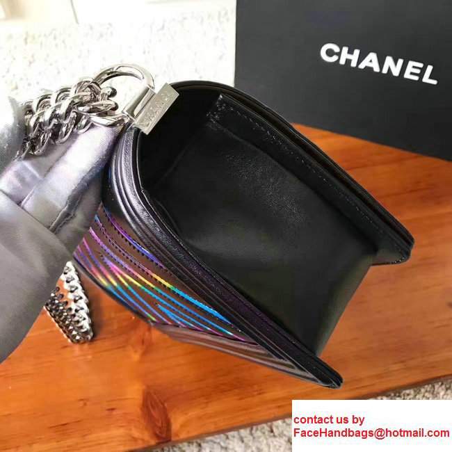 Chanel Chevron Iridescent PVC Medium Boy Flap Bag Black 2017