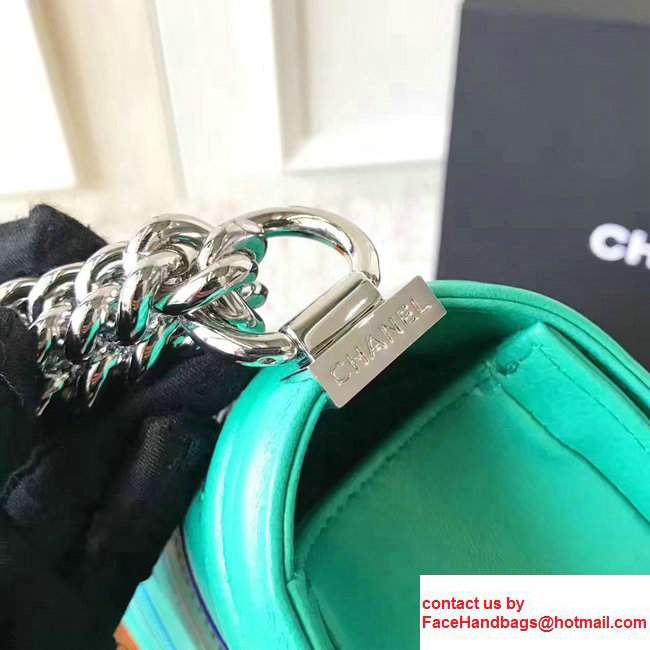 Chanel Chevron Iridescent PVC Medium Boy Flap Bag Green 2017
