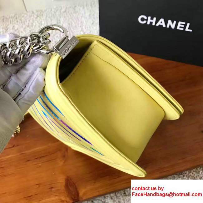 Chanel Chevron Iridescent PVC Medium Boy Flap Bag Yellow 2017