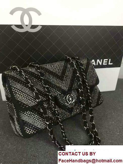 Chanel Chevron Sequins 25cm Embellishment Classic Flap Bag Black 2017 - Click Image to Close