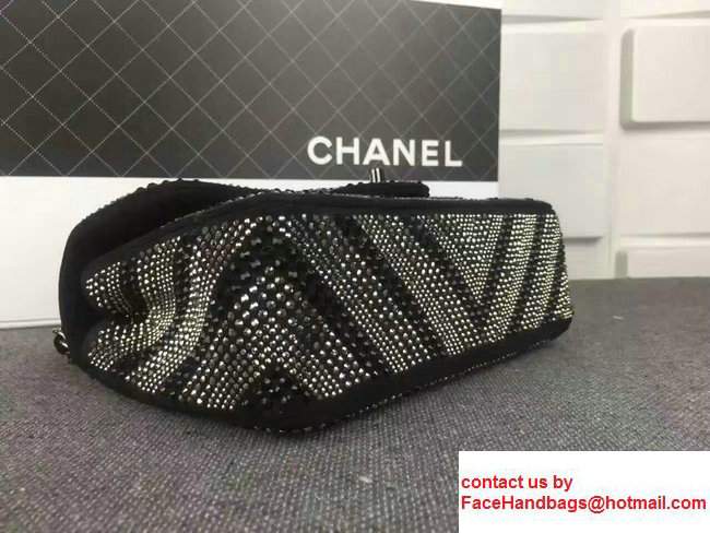Chanel Chevron Sequins 25cm Embellishment Classic Flap Bag Black 2017