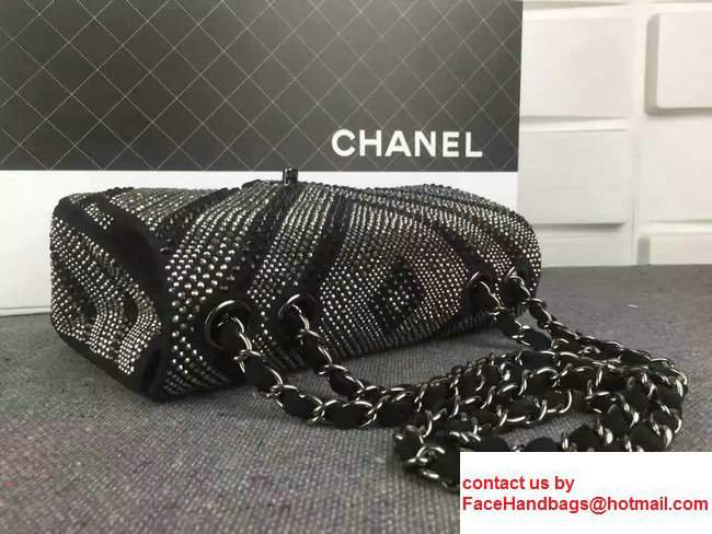 Chanel Chevron Sequins 25cm Embellishment Classic Flap Bag Black 2017 - Click Image to Close