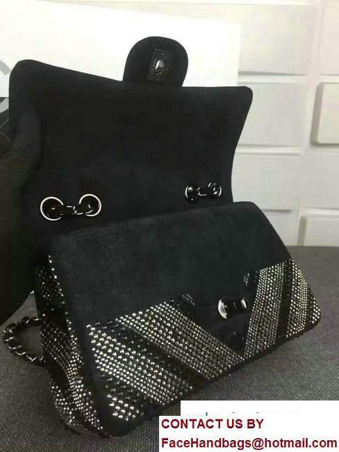 Chanel Chevron Sequins 25cm Embellishment Classic Flap Bag Black 2017