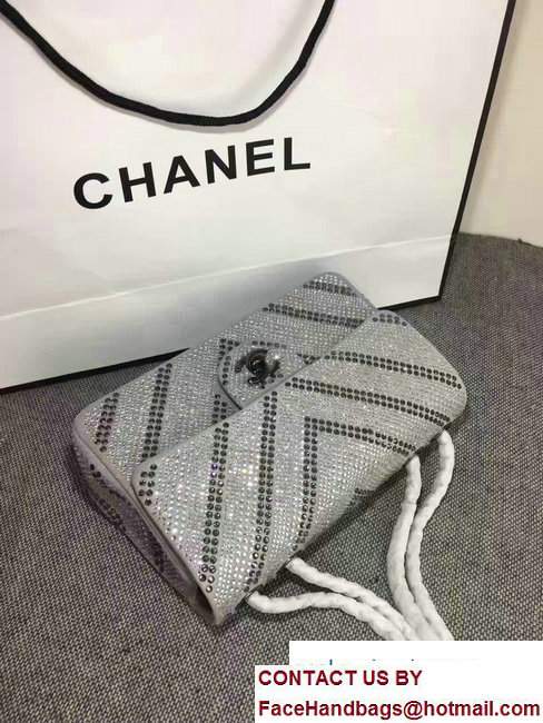 Chanel Chevron Sequins 25cm Embellishment Classic Flap Bag Gary 2017 - Click Image to Close