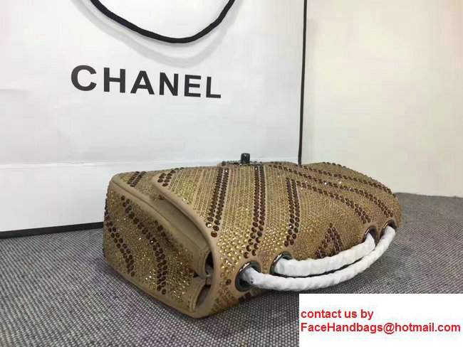 Chanel Chevron Sequins 25cm Embellishment Classic Flap Bag Gold 2017 - Click Image to Close