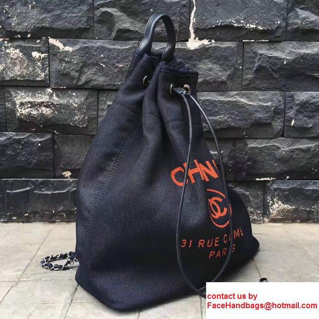 Chanel Deauville Backpack Bag A93787 Black/Orange 2017