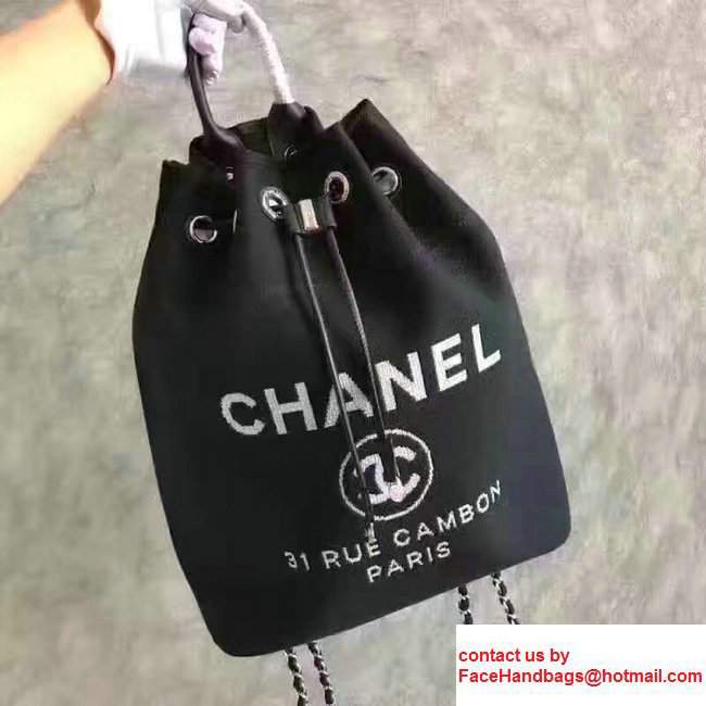 Chanel Deauville Backpack Bag A93787 Black/White 2017 - Click Image to Close