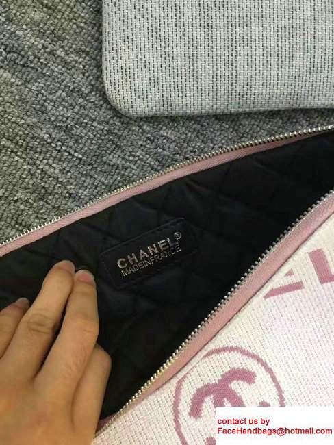 Chanel Deauville Canvas Clutch Pouch Bag Light Pink 2017 - Click Image to Close