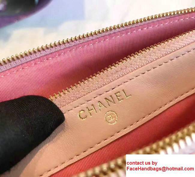 Chanel Grained Calfskin Boy Double Zipped Small Clutch Chain Phone Holder Bag A84069 Pink 2017