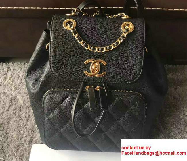 Chanel Grained Calfskin Business Affinity Backpack Bag A93748 Black 2017
