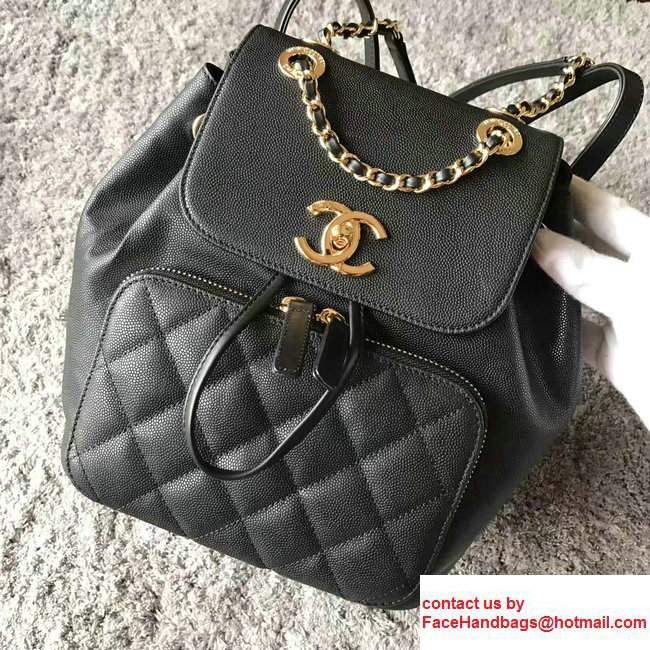 Chanel Grained Calfskin Business Affinity Backpack Bag A93748 Black 2017 - Click Image to Close