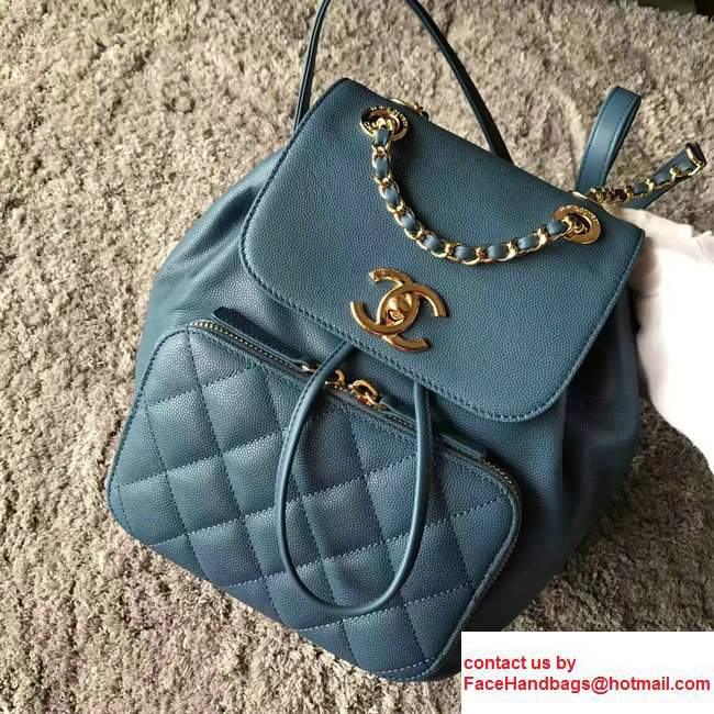 Chanel Grained Calfskin Business Affinity Backpack Bag A93748 Blue 2017