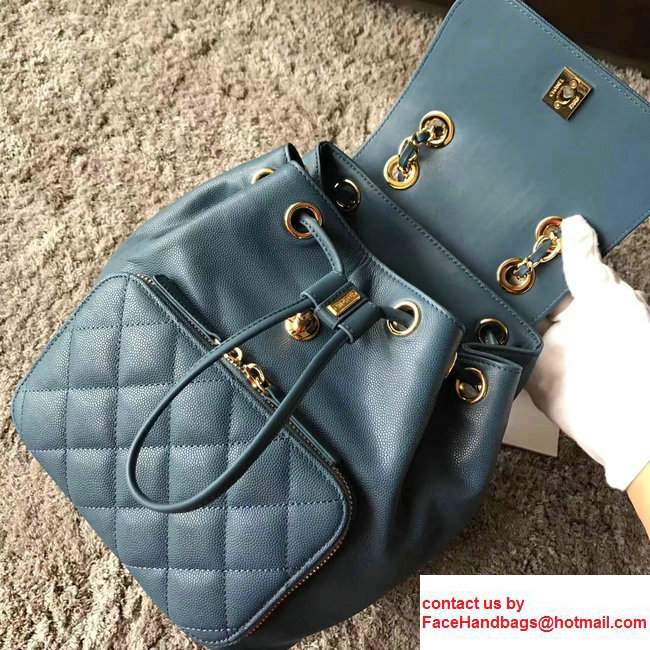 Chanel Grained Calfskin Business Affinity Backpack Bag A93748 Blue 2017 - Click Image to Close