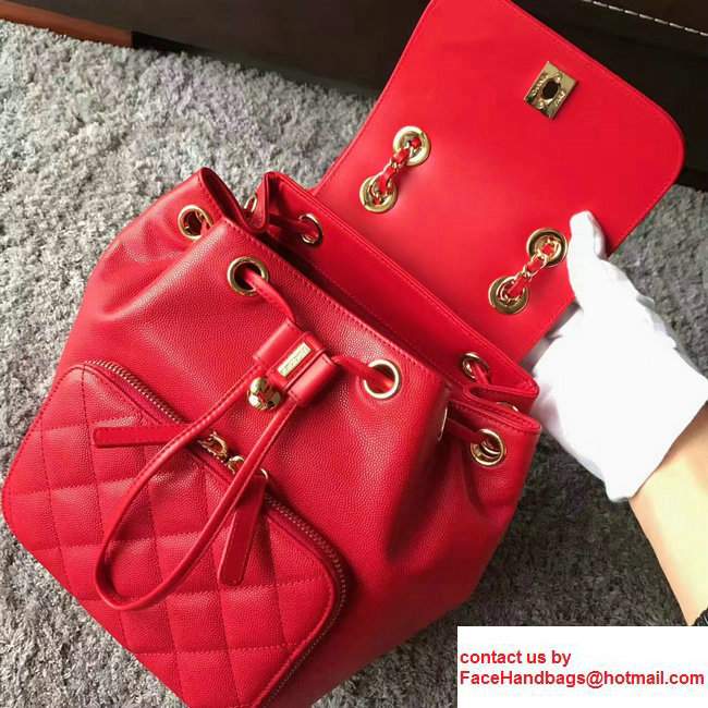 Chanel Grained Calfskin Business Affinity Backpack Bag A93748 Red 2017