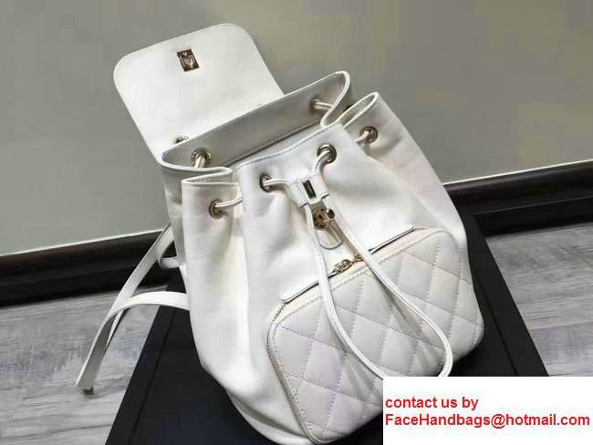 Chanel Grained Calfskin Business Affinity Backpack Bag A93748 White 2017