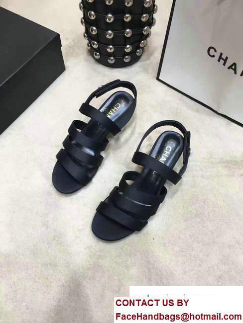 Chanel Heel 5cm Sandals G32836 Black 2017 - Click Image to Close