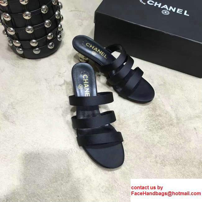 Chanel Heel 5cm Slippers G32836 Black 2017