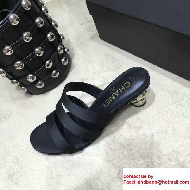 Chanel Heel 5cm Slippers G32836 Black 2017