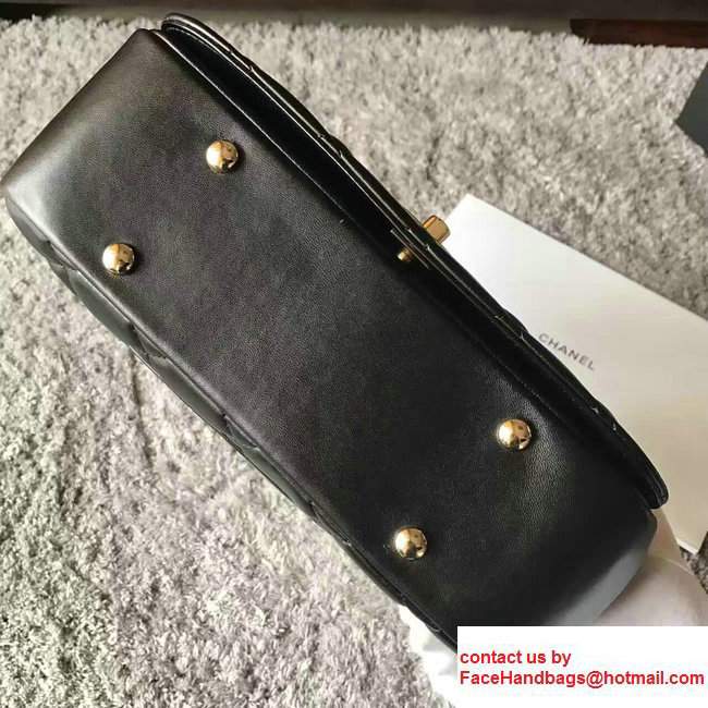 Chanel Lambskin Carry Chic Top Handle Flap Shoulder Bag A93752 Black 2017