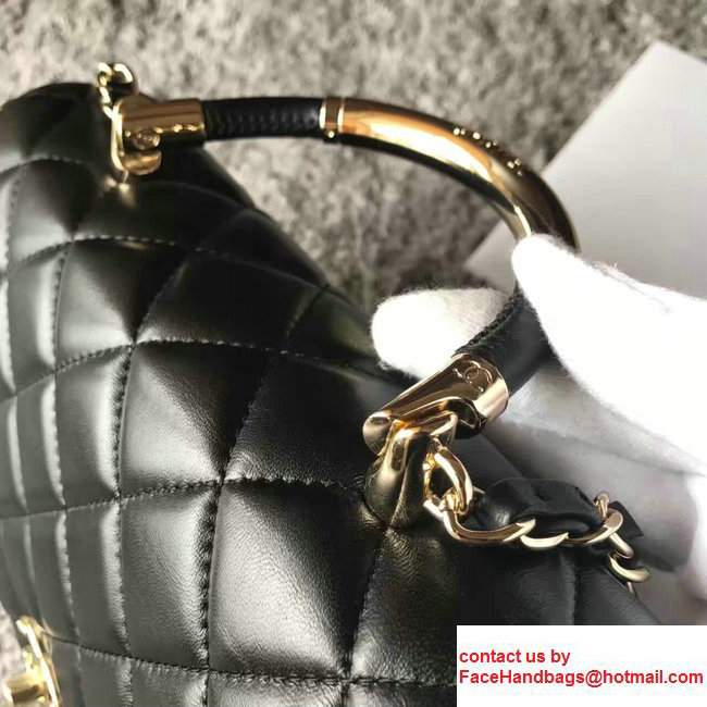 Chanel Lambskin Carry Chic Top Handle Flap Shoulder Bag A93752 Black 2017 - Click Image to Close