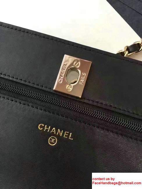 Chanel Lambskin Metal Wallet On Chain WOC Bag A80982 Black 2017 - Click Image to Close