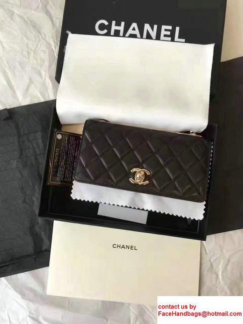 Chanel Lambskin Metal Wallet On Chain WOC Bag A80982 Black 2017