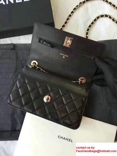 Chanel Lambskin Metal Wallet On Chain WOC Bag A80982 Black 2017