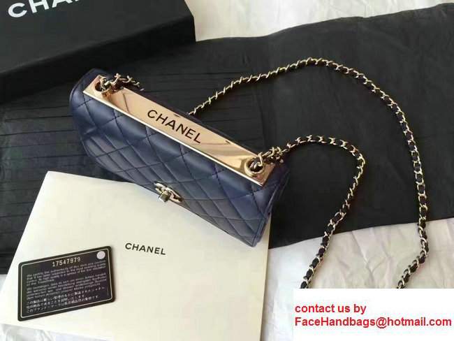 Chanel Lambskin Metal Wallet On Chain WOC Bag A80982 Blue 2017
