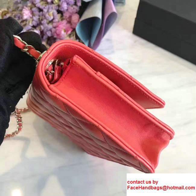 Chanel Lambskin Metal Wallet On Chain WOC Bag A80982 Coral 2017