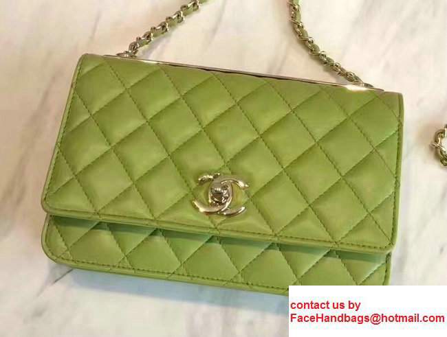 Chanel Lambskin Metal Wallet On Chain WOC Bag A80982 Grass Green 2017 - Click Image to Close