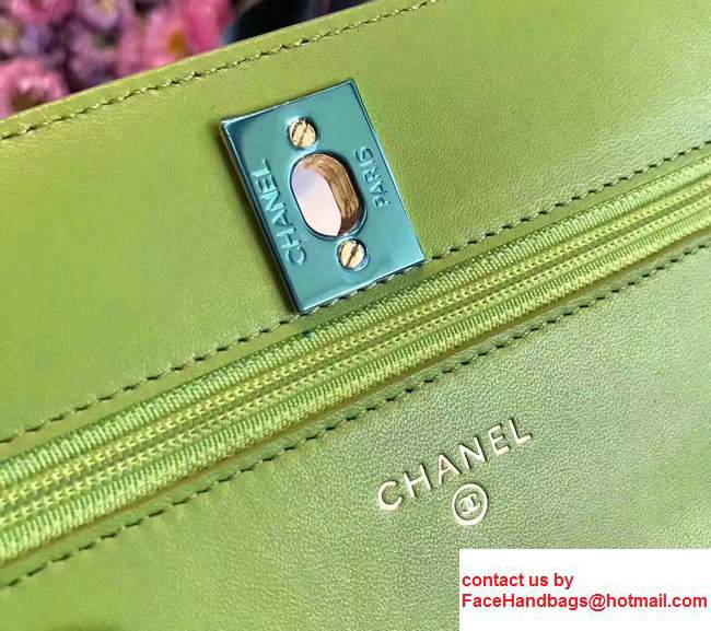 Chanel Lambskin Metal Wallet On Chain WOC Bag A80982 Grass Green 2017
