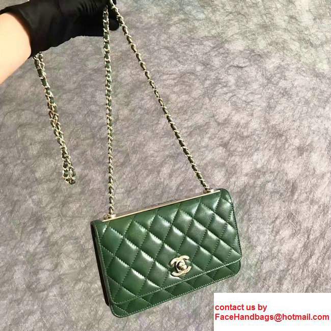 Chanel Lambskin Metal Wallet On Chain WOC Bag A80982 Green 2017 - Click Image to Close