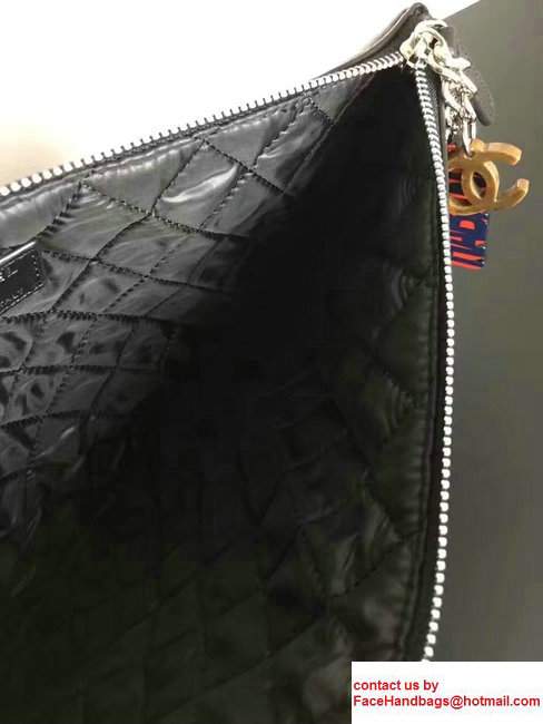 Chanel Lambskin and Car Printed Pouch Clutch Bag A82593 Black 2017 - Click Image to Close
