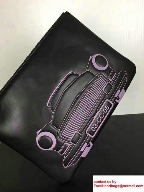 Chanel Lambskin and Car Printed Pouch Clutch Bag A82593 Black 2017 - Click Image to Close