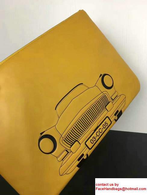 Chanel Lambskin and Car Printed Pouch Clutch Bag A82594Yellow 2017 - Click Image to Close