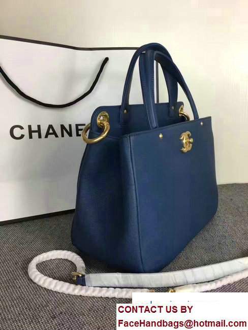 Chanel Large Shopping Bag Gold Hardware A93759 Dark Blue 2017 - Click Image to Close