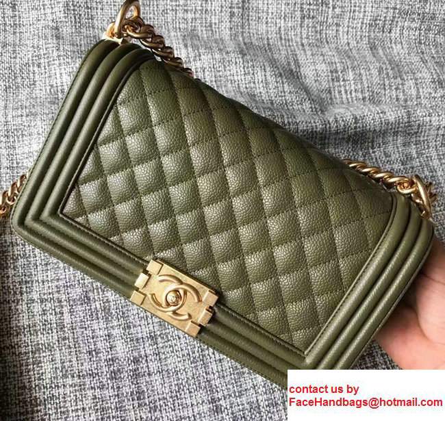 Chanel Medium Boy Flap Shoulder Bag in Lambskin Leather New Color Dark Green - Click Image to Close