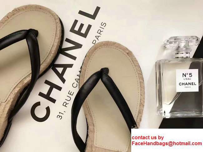 Chanel Multicolor CC Logo Slipper Sandals Espadrilles Mules G32701 Black 2017