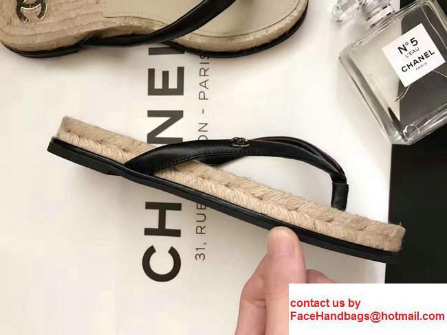 Chanel Multicolor CC Logo Slipper Sandals Espadrilles Mules G32701 Black 2017 - Click Image to Close