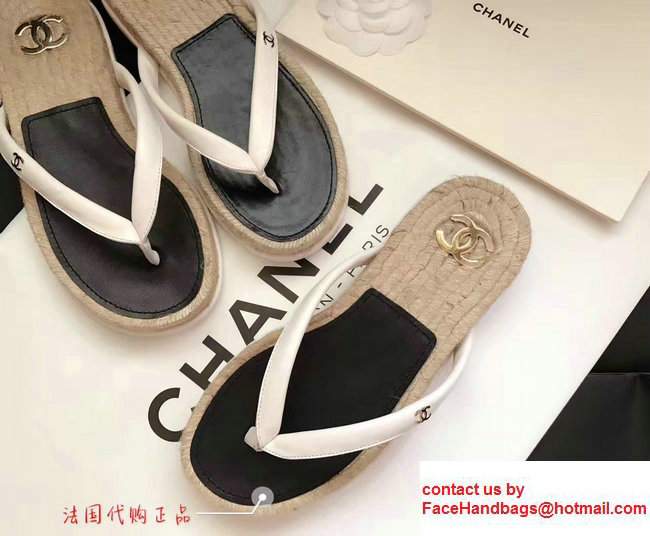 Chanel Multicolor CC Logo Slipper Sandals Espadrilles Mules G32701 White 2017 - Click Image to Close